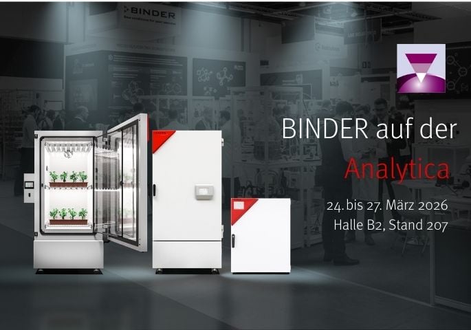 BINDER auf der Analytica - 24. bis 27.03.2026 - Halle B2, Stand 207